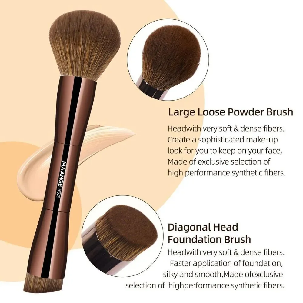 Maange 20Pcs Dark Brown Double-End Multi-functional Makeup Brushes With Gift Box